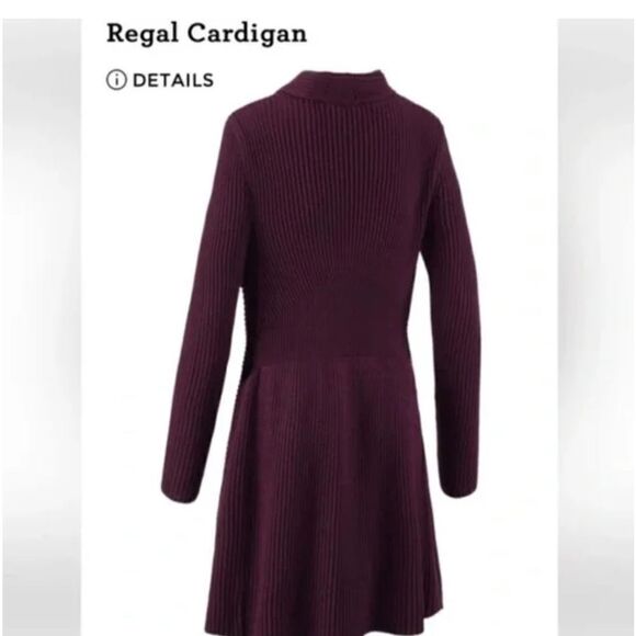 Cabi | 3350 Regal Cardigan Mulberry Wine Gold Tone Buttons Long Line Duster | S - Picture 5 of 13